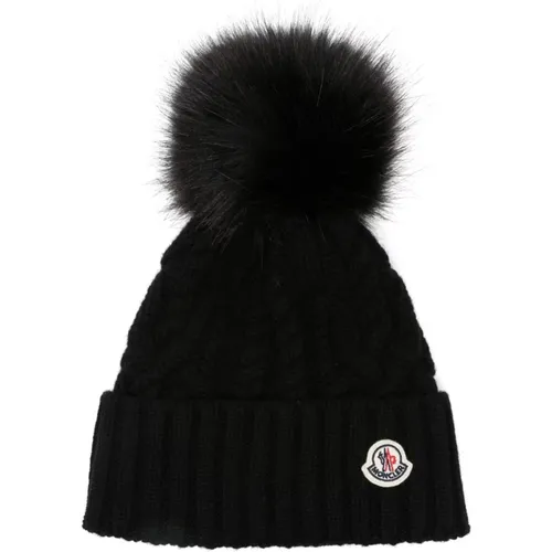 Cashmere Blend Beanie with Pom-Pom , female, Sizes: ONE SIZE - Moncler - Modalova