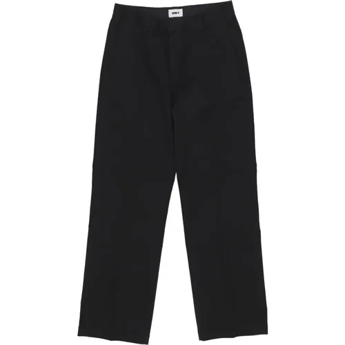 Schwarze Twill Straight Leg Hose , Damen, Größe: W28 - Obey - Modalova