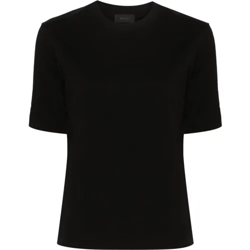 Schwarzes SS T-Shirt , Damen, Größe: L - Moncler - Modalova