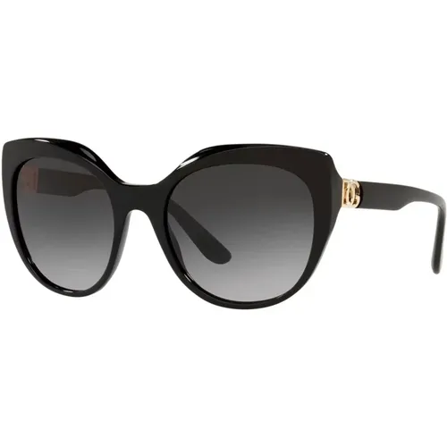 Schwarze/Grau getönte Sonnenbrille , Damen, Größe: 56 MM - Dolce & Gabbana - Modalova