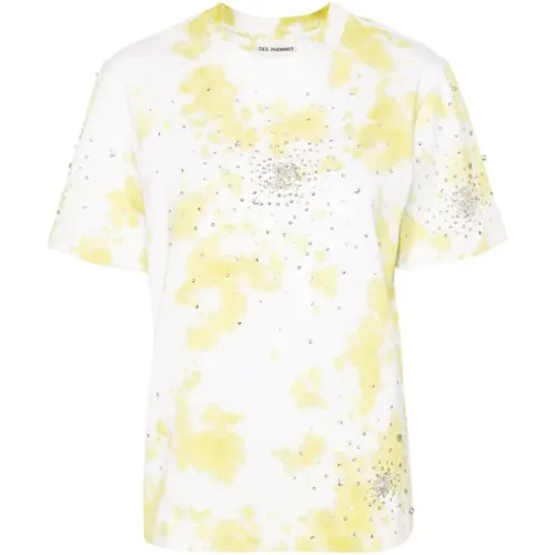 Lime Tie Dye Splash Stickerei T-Shirt , Damen, Größe: M - DES Phemmes - Modalova