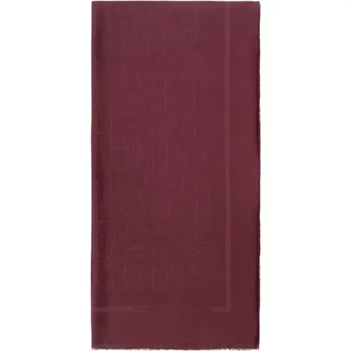 Burgundy Jacquard Lettering Scarf , female, Sizes: ONE SIZE - Elisabetta Franchi - Modalova