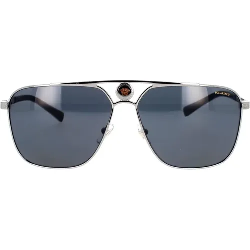Rectangular Polarized Sunglasses Ve2238 100181 , unisex, Sizes: 61 MM - Versace - Modalova