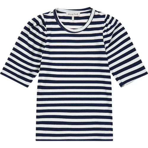 Striped T-Shirt with Short Sleeves , female, Sizes: XS, M, XL, L, S - Munthe - Modalova