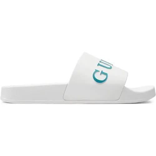 Flache PVC-Slider mit Logo-Relief , Herren, Größe: 41 EU - Guess - Modalova