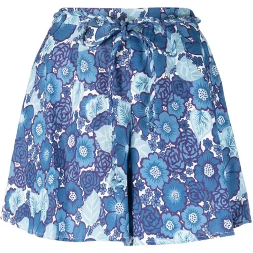 Blaue Shorts mit Blumenmuster und Kordelzug , Damen, Größe: XS - Faithfull the Brand - Modalova