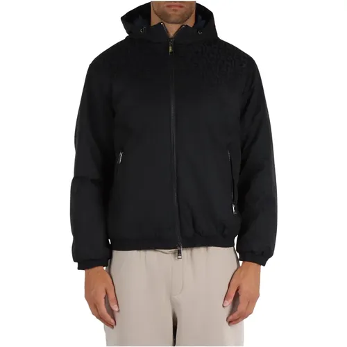 Hooded Logo Jacket Elasticized Cuffs , male, Sizes: S, M - Armani Exchange - Modalova