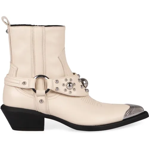 Nieten Leder Westernstiefel , Damen, Größe: 36 EU - pinko - Modalova