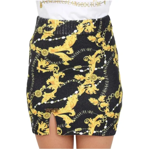 Baroque Print Slim Fit Skirt , female, Sizes: XS, L, S - Versace Jeans Couture - Modalova