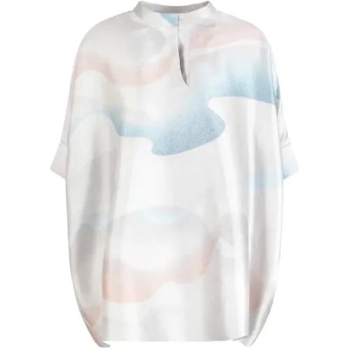 Silk Pastel Print Short Sleeve Shirt , female, Sizes: XS, 2XS - Giorgio Armani - Modalova