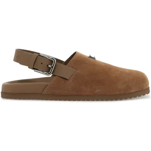 Logo Plate Wildleder Clogs , Herren, Größe: 40 EU - Dolce & Gabbana - Modalova