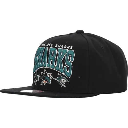 San Jose Sharks Flat Visor Cap , male, Sizes: ONE SIZE - Mitchell & Ness - Modalova