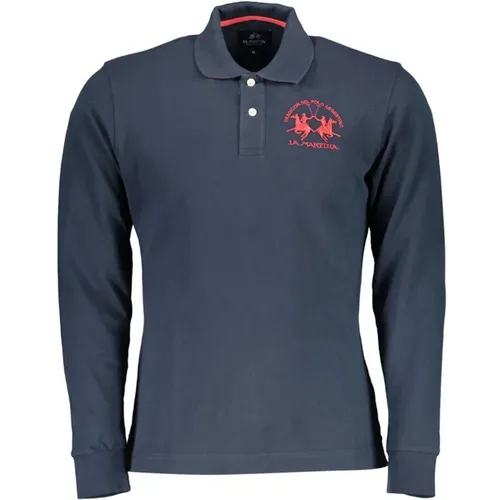 Embroidered Long Sleeve Polo Shirt with Contrast Details , male, Sizes: L, XL - LA MARTINA - Modalova