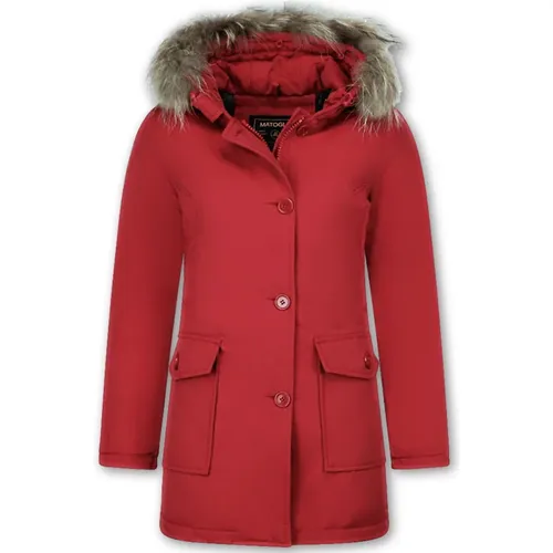 Warme Winterjacken - Damen Wooly Lange Jacken - 5692A-R , Damen, Größe: M - Matogla - Modalova
