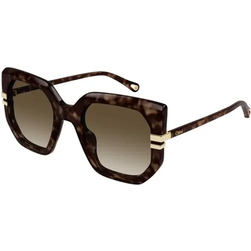 Stylish Havana Sunglasses , female, Sizes: 53 MM - Chloé - Modalova