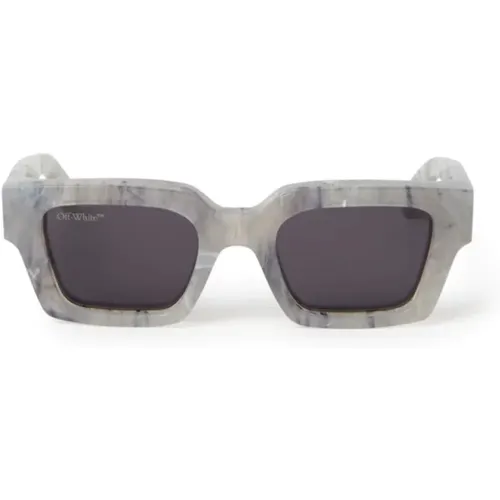 Marmor Sonnenbrille , unisex, Größe: 50 MM - Off White - Modalova