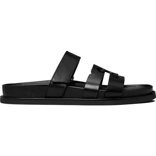 Perfekte Schwarze Sport Slide Sandale , Damen, Größe: 38 1/2 EU - TORY BURCH - Modalova