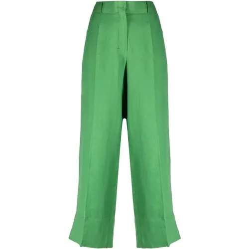 Linen Cropped Trousers , female, Sizes: XS - Max Mara - Modalova