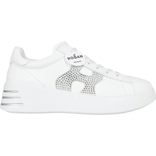 Weiße Ledersneakers mit Strass-Detail - Hogan - Modalova