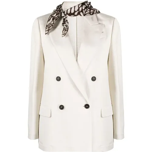 Jacket with Scarf Detail , female, Sizes: S - BRUNELLO CUCINELLI - Modalova