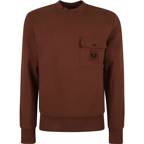 Crewneck Sweatshirt mit Abzeichen , Herren, Größe: L - Fred Perry - Modalova