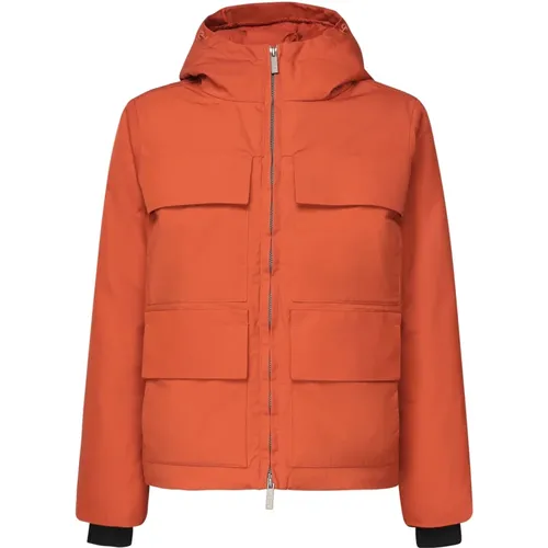 Red Nylon Hooded Jacket with Pockets , male, Sizes: L, M - K-way - Modalova