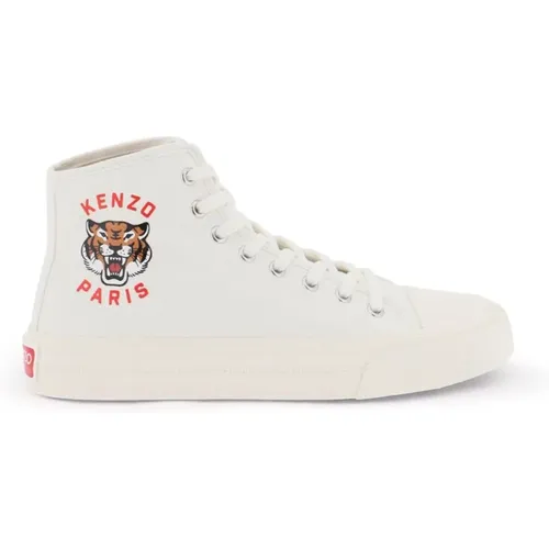 Canvas High-Top Sneakers with Lucky Tiger Print , female, Sizes: 5 UK, 6 UK, 3 UK, 4 UK - Kenzo - Modalova