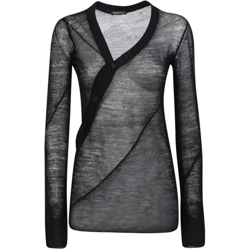 Asymmetrical V-Neck Wool Pullover , female, Sizes: M - Ann Demeulemeester - Modalova