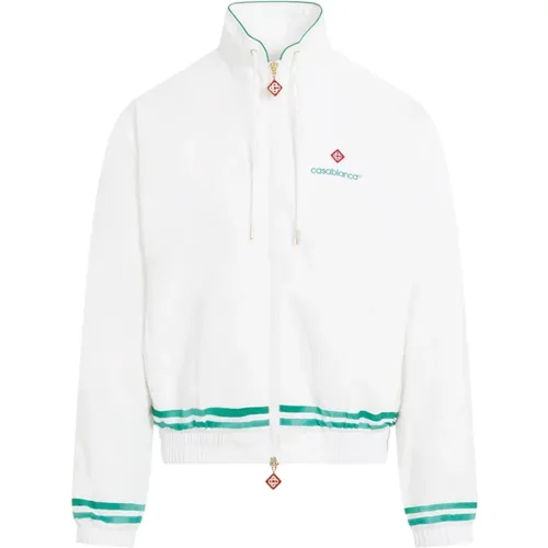 Weiße Track Jacket mit Grünen Streifen , Herren, Größe: XL - Casablanca - Modalova