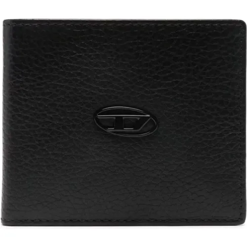 Grained Leather Bi-Fold Wallet , male, Sizes: ONE SIZE - Diesel - Modalova