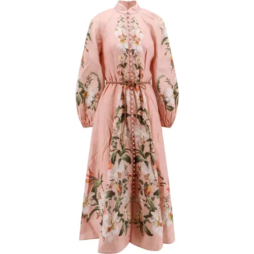 Floral Print Linen Dress , female, Sizes: S - Zimmermann - Modalova