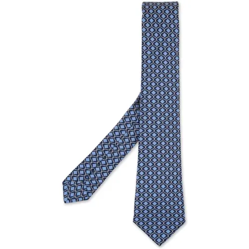 Blue Silk Diamond Pattern Tie , male, Sizes: ONE SIZE - Kiton - Modalova