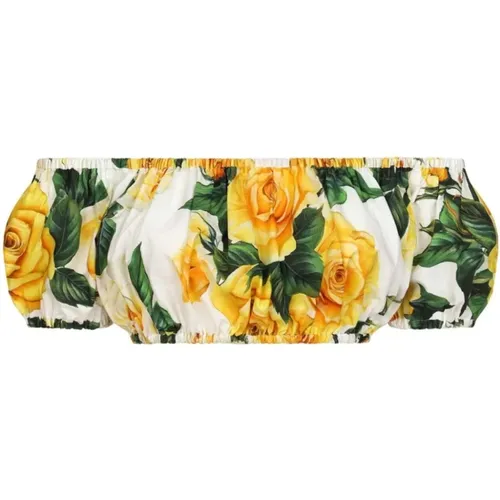 Floral Print Off-Shoulder Top , female, Sizes: S - Dolce & Gabbana - Modalova