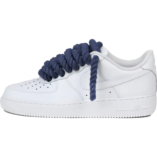 Custom Navy Rope Laces for Air Force 1 Low , male, Sizes: 11 UK, 10 1/2 UK, 10 UK, 8 UK, 4 1/2 UK, 12 UK, 4 UK, 3 1/2 UK, 11 1/2 UK, 7 UK, 6 UK, 2 1/2 - Nike - Modalova