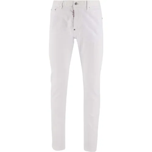 Weiße Stretch-Baumwoll-Denim-Jeans - Dsquared2 - Modalova