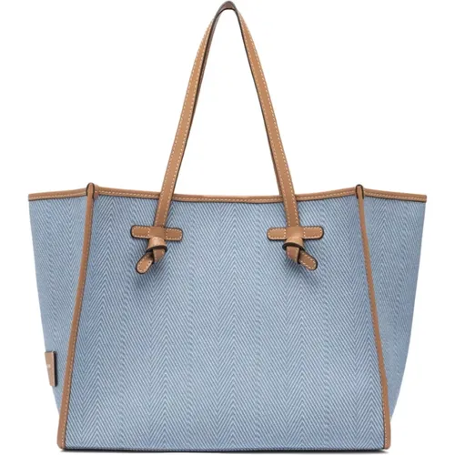 Herringbone Shopping Bag with Leather Profiles , female, Sizes: ONE SIZE - Gianni Chiarini - Modalova