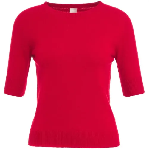Roter Kaschmir Kurzarm Pullover , Damen, Größe: S - MVM - Modalova