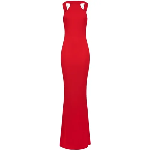 Rotes Maxikleid mit Halfter Statement , Damen, Größe: M - Elisabetta Franchi - Modalova