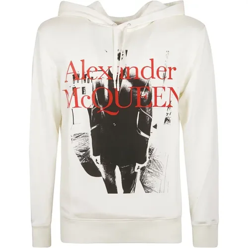 Logo Hoodie Sweatshirt mit Rippbündchen , Herren, Größe: L - alexander mcqueen - Modalova