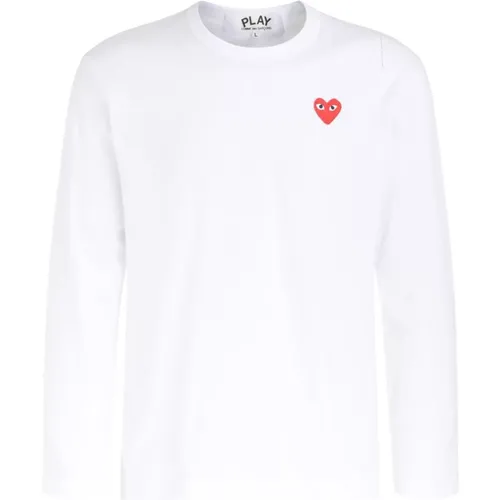 Langarm T-Shirt mit rotem Herz - Comme des Garçons Play - Modalova