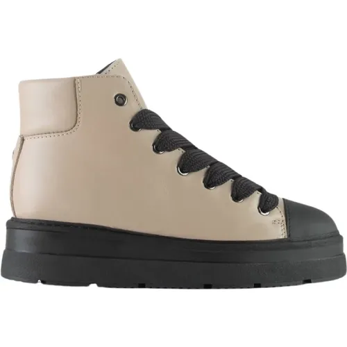 Dark Leather Ankle Boots with Rubberized Leather Toe , female, Sizes: 4 UK, 7 UK - Panchic - Modalova