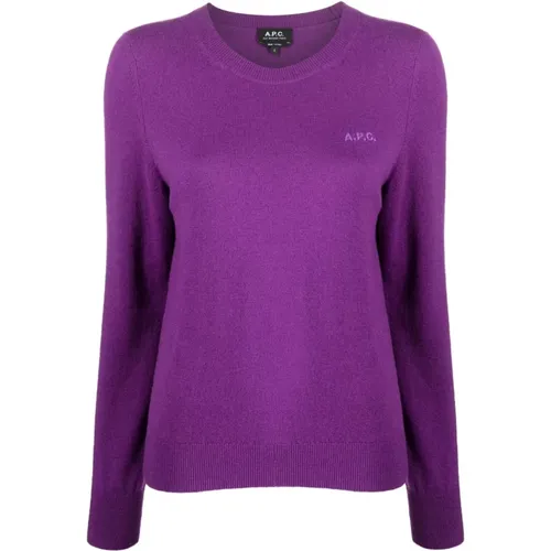 Lila Pullover mit Creweckline , Damen, Größe: M - A.P.C. - Modalova