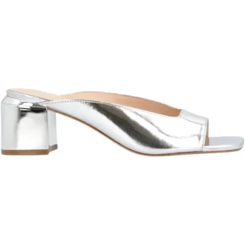 Laminated Flip Flop Sandals with Silver Heel , female, Sizes: 5 UK, 3 UK, 4 UK - pinko - Modalova