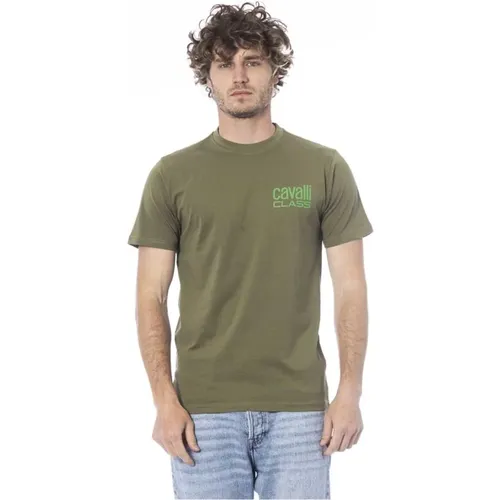Grünes Logo Baumwoll T-Shirt Herren , Herren, Größe: 2XL - Cavalli Class - Modalova