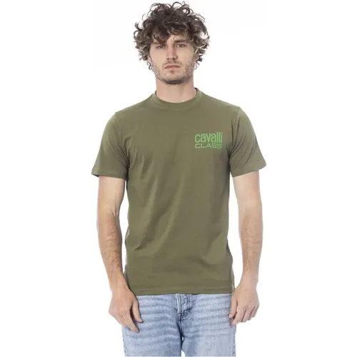 Grünes Logo Baumwoll T-Shirt Herren , Herren, Größe: XL - Cavalli Class - Modalova