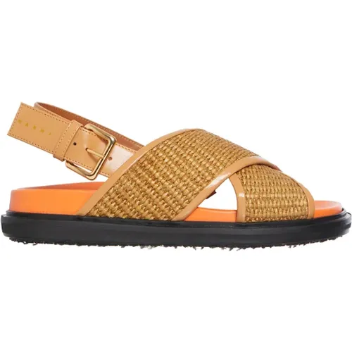 Flache Sandalen , Damen, Größe: 36 EU - Marni - Modalova