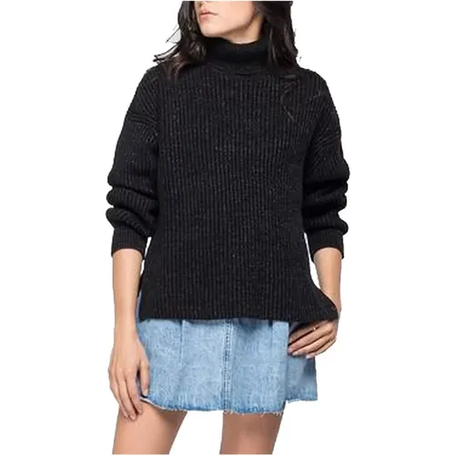 Ribbed Turtleneck Sweater , female, Sizes: L, XS, M, S - Replay - Modalova