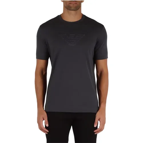 Cotton T-shirt with Front Logo Embroidery , male, Sizes: XL, L, 3XL, 2XL, M - Emporio Armani - Modalova