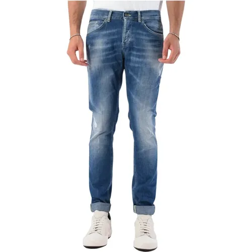 Skinny Jeans with Metal Logo , male, Sizes: W34, W36, W35, W30, W31, W40, W32, W33 - Dondup - Modalova