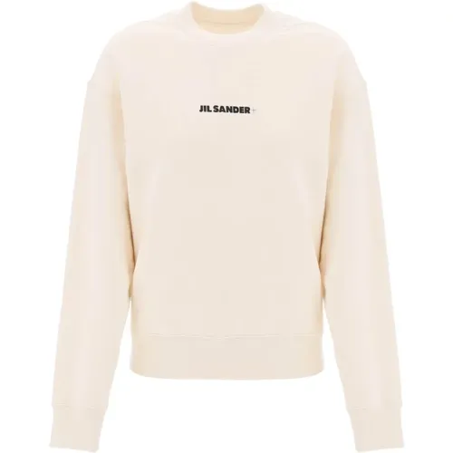 Logo Print Crew Neck Sweatshirt , female, Sizes: L, M - Jil Sander - Modalova